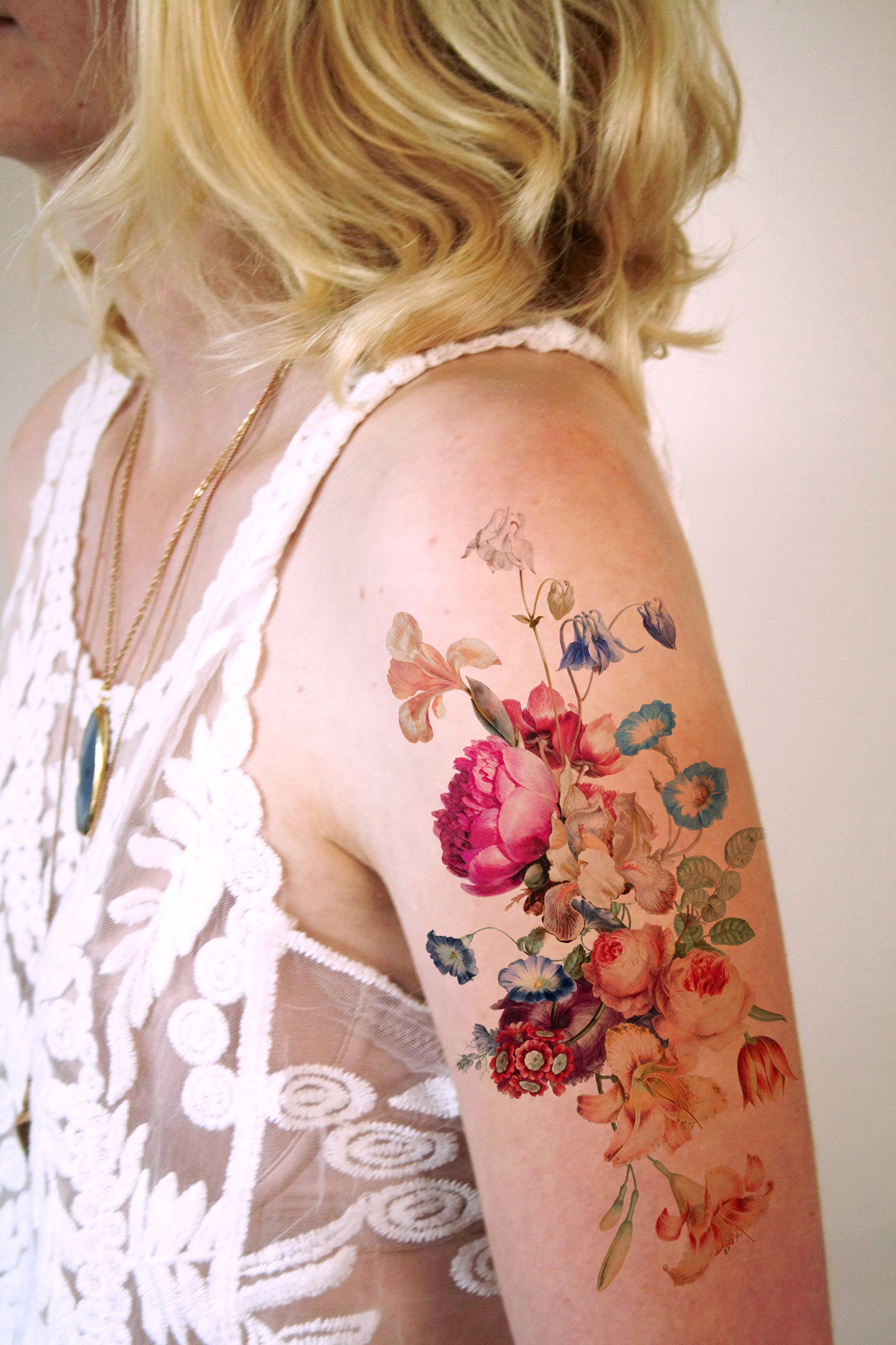 Buy Large Flower Temporary Tattoos Sketch Flower Blossom Peony Rose Fake  Tattoo Stickers Waterproof Black Flower Tattoos Body Art for Women Girl  8Sheet Online at desertcartINDIA