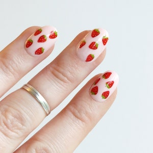 Strawberry Nail Decals Fruit Nail Stickers Cute Summer Nails DIY Nail Art Gift image 4