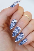 Delft Blue Flower Waterslide Nail Decals | DIY Nail Art | Floral Nail Stickers | Waterslide Nail Transfers | something blue wedding | Gift product logo