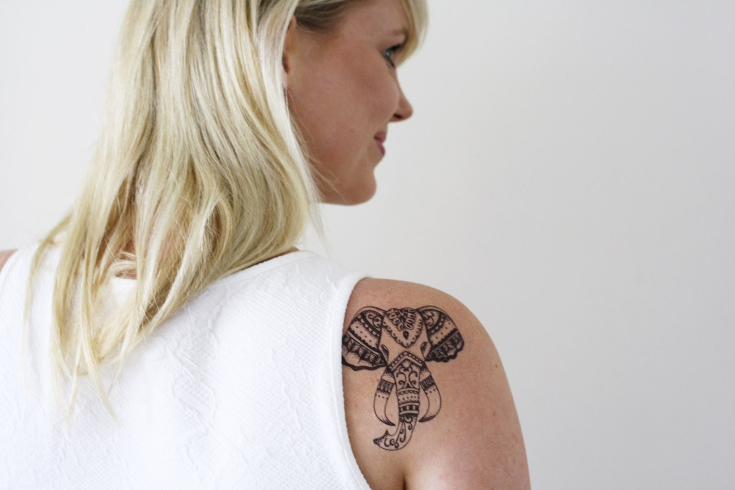 Elephant Temporary Tattoo / Elephant Head Temporary Tattoo / Etsy Australia