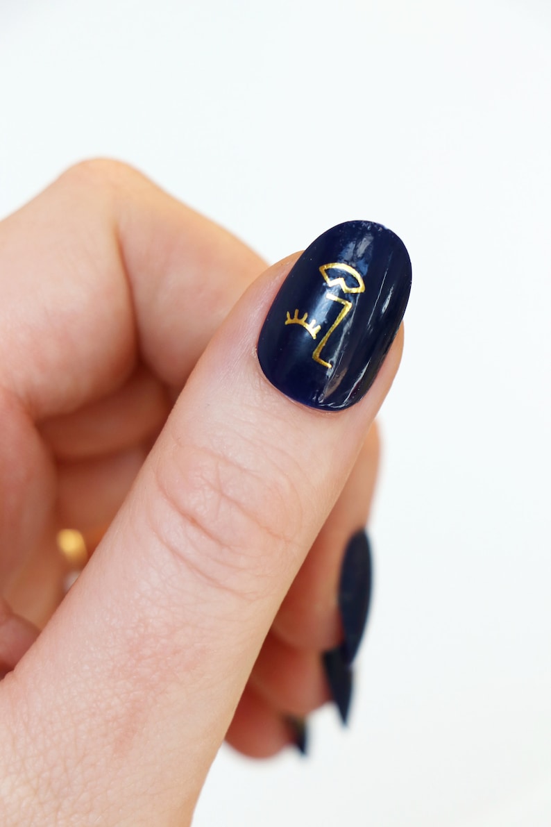 Gold Faces Waterslide Nail Decals DIY Nail Art Golden Face Etsy