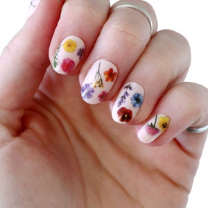 Colorful flowers waterslide nail decals flower water slide nail decals floral nails rainbow flower nail stickers dried flowers image 4