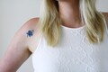 2 small Delft Blue temporary tattoos | small temporary tattoo | floral temporary tattoos | something blue wedding | blue temporary tattoo product logo