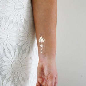 Metallic temporary tattoo set metallic temporary tattoos gold tattoos silver tattoo white tattoo set gift set bohemian Gift image 5