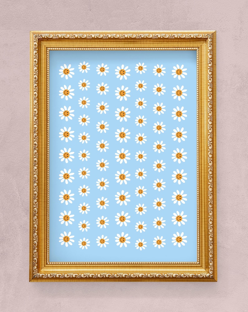 Daisies with Happy Faces Nail Decals | Cute Floral Nail Art | Fun & Playful Nails | Water Slide Decals | Gift idea for Girls | 90's nail art