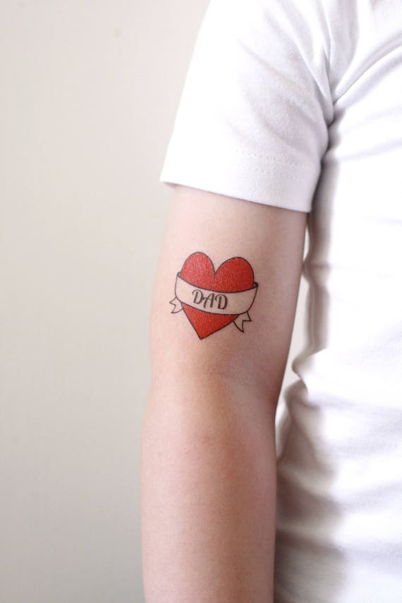 I Love Dad Temporary Tattoo Dad Tattoo Heart Tattoo Etsy