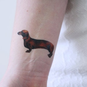 Small dachshund temporary tattoo dog temporary tattoo dog gift idea dachshund gift idea dog tattoo dog fake tattoo dog lover image 3