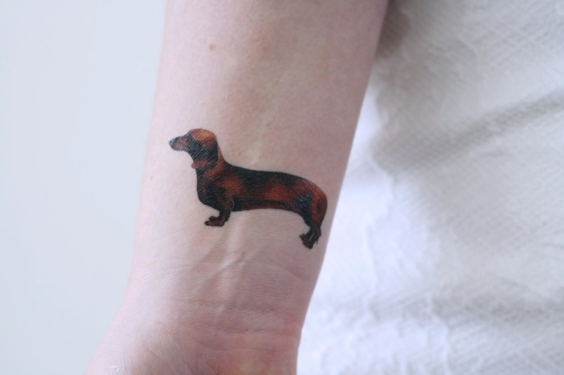 Small dachshund temporary tattoo dog temporary tattoo dog gift idea dachshund gift idea dog tattoo dog fake tattoo dog lover image 3