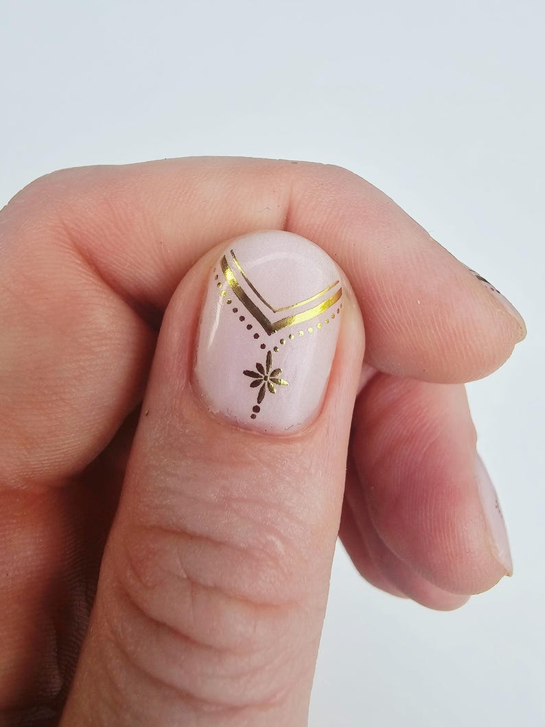 Bohemian Boho Gold Shapes Nail Decals | Geometric Nail Art | Boho Patterns | Water Slide Decals | Gift idea for Festival Lovers
