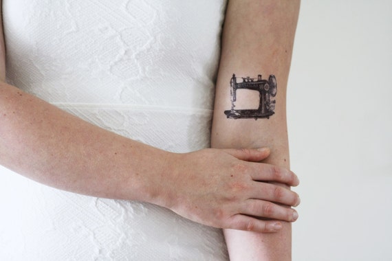 Sewing Machine Temporary Tattoo Vintage Temporary Tattoo Sewer Temporary Tattoo Crafter Temporary Tattoo Sewing Gift Idea Crafting