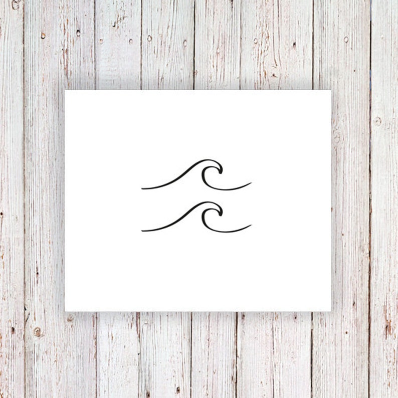 May include: A simple line drawing of two waves on a white background.