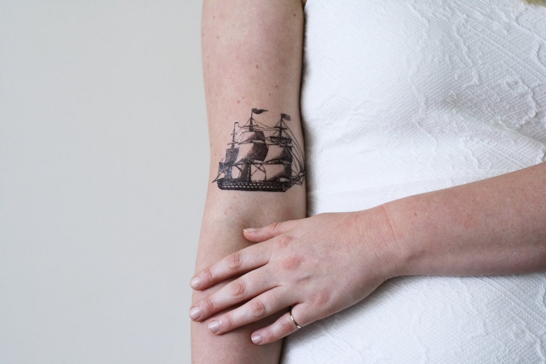 Ship Temporary Tattoo Vintage Temporary Tattoo Boat Temporary