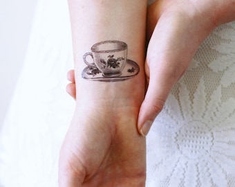 Small teacup temporary tattoo | tea temporary tattoo | tea gift | tea lover gift idea | tea accessoire | tea lover jewelry | tea cup gift