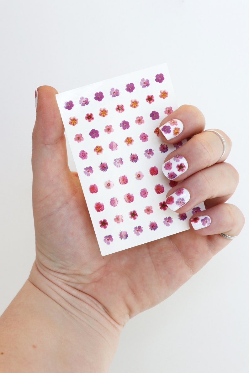 Pink Flowers Waterslide Nail Decals DIY Nail Art Floral Nail Stickers Spring Nail Decals Gift image 5