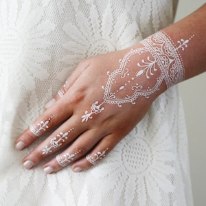 White henna temporary tattoo bohemian temporary tattoo henna style tattoo boho gift festival temporary tattoo festival accessoire image 1