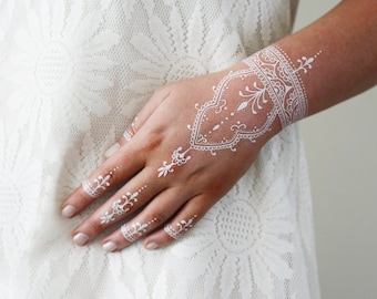 White Henna Temporary Tattoo / Bohemian Temporary Tattoo / - Etsy