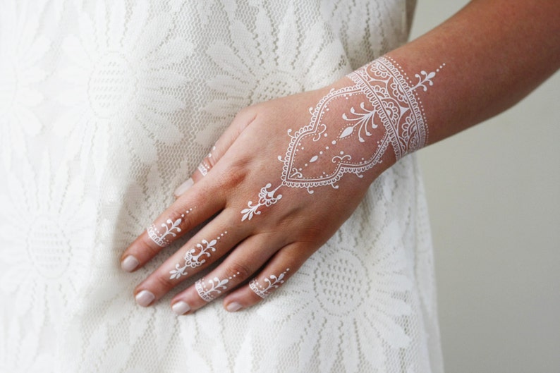 White henna temporary tattoo bohemian temporary tattoo henna style tattoo boho gift festival temporary tattoo festival accessoire image 1