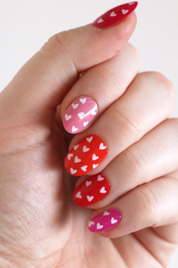 White Hearts Waterslide Nail Decals | Cute Nail Art Decals | Easy to Apply Nail Decals for Valentines Day | Gift | Beauty | Self Care