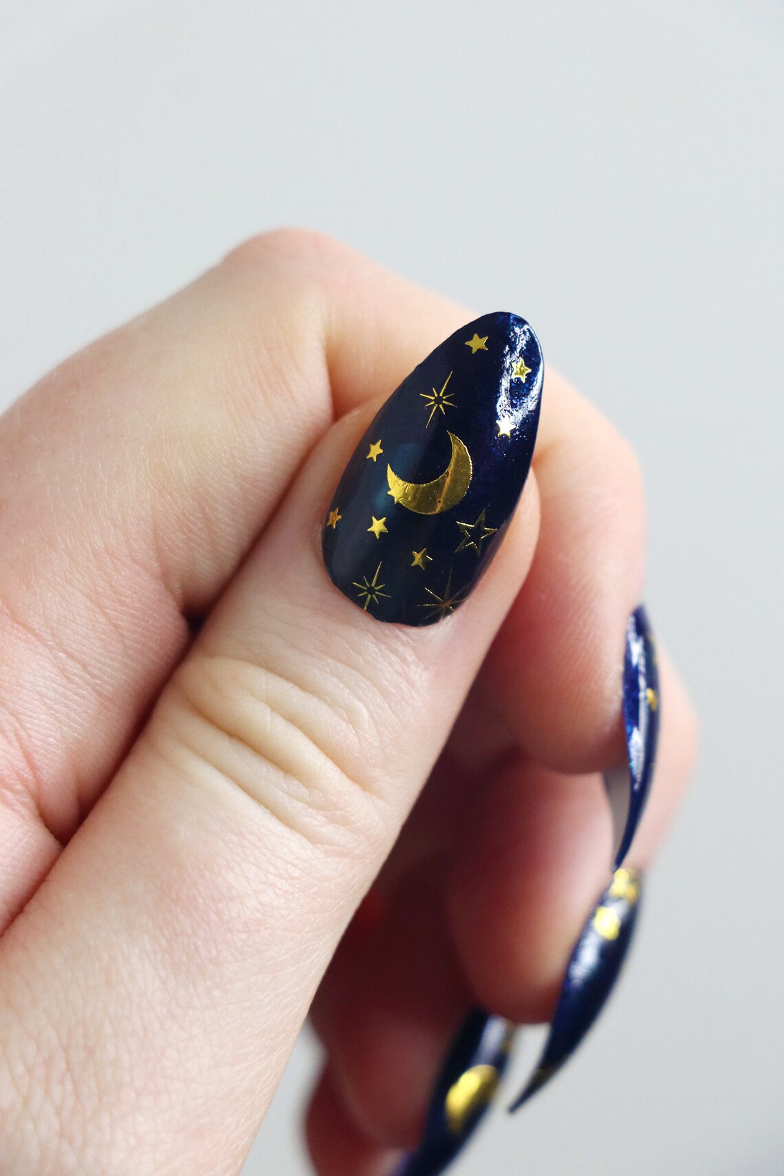 Gold Moon and Stars Waterslide Nail Decals / Gold Star Nail Etsy