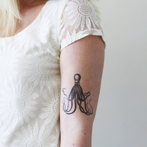 Steampunk octopus temporary tattoo | vintage temporary tattoo | steampunk temporary tattoo | octopus jewelry | octopus accessoire | tattoo