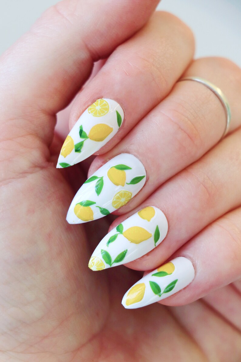 Lemon Nail Tattoos / Lemon Nail Decals / Nail Art / Lemon Etsy