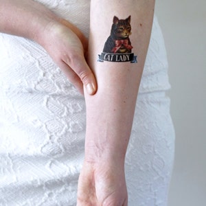 Cat lady temporary tattoo cat temporary tattoo cat lady tattoo cat lady gift idea cat gift idea cat accessoire cat jewelry image 5