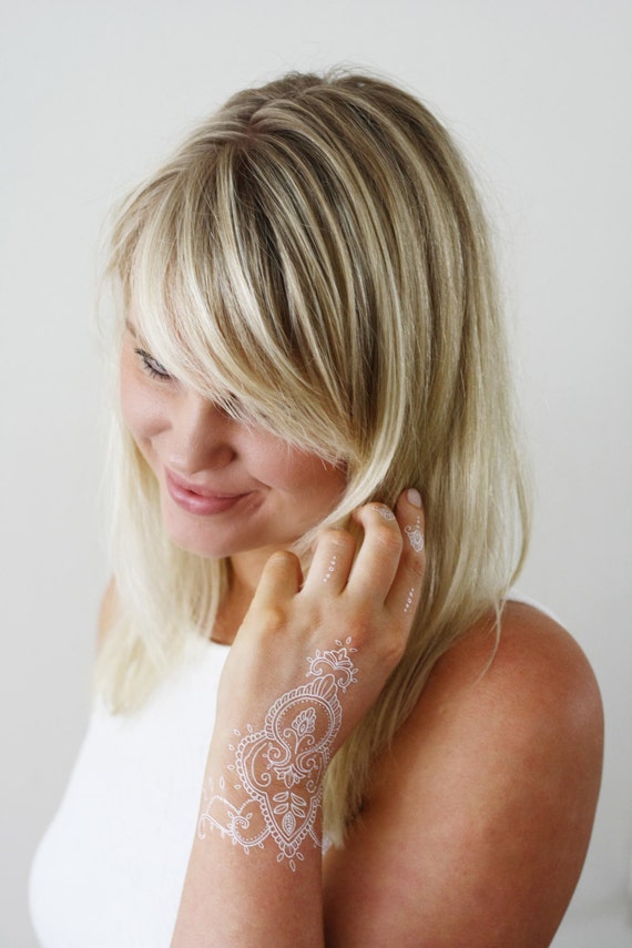 White Henna Temporary Tattoo Bohemian Temporary Tattoo Etsy