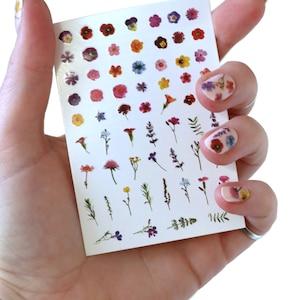 Colorful flowers waterslide nail decals flower water slide nail decals floral nails rainbow flower nail stickers dried flowers image 5