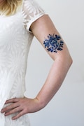 Delft Blue floral temporary tattoo | Delft blue temporary tattoo | vintage temporary tattoo | bohemian temporary tattoo | something blue product logo