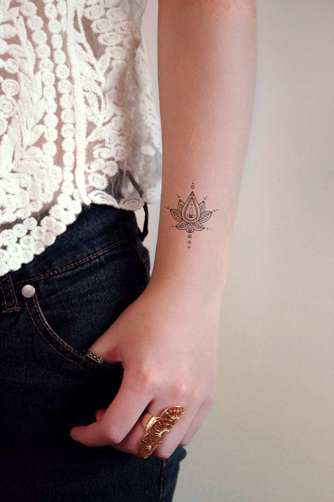 Lotus Temporary Tattoo / Boho Tattoo / Bohemian Tattoo / Boho - Etsy