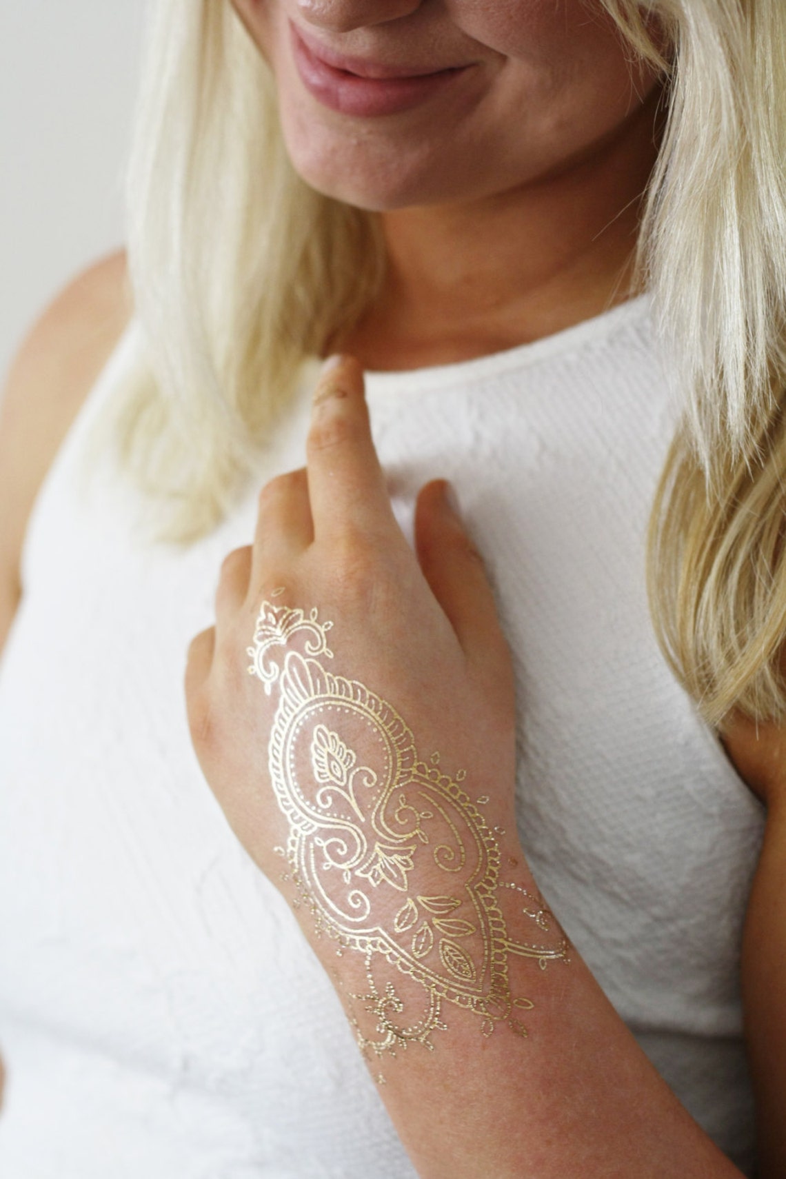 Gouden henna tijdelijke tattoo / boho tijdelijke tattoo / Etsy Nederland