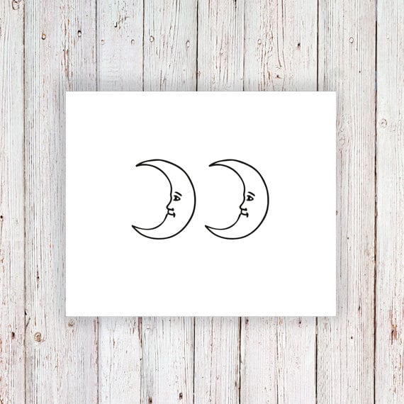 Kleine Mond Gesicht Temporare Tattoos Mond Tattoo Kleine Etsy