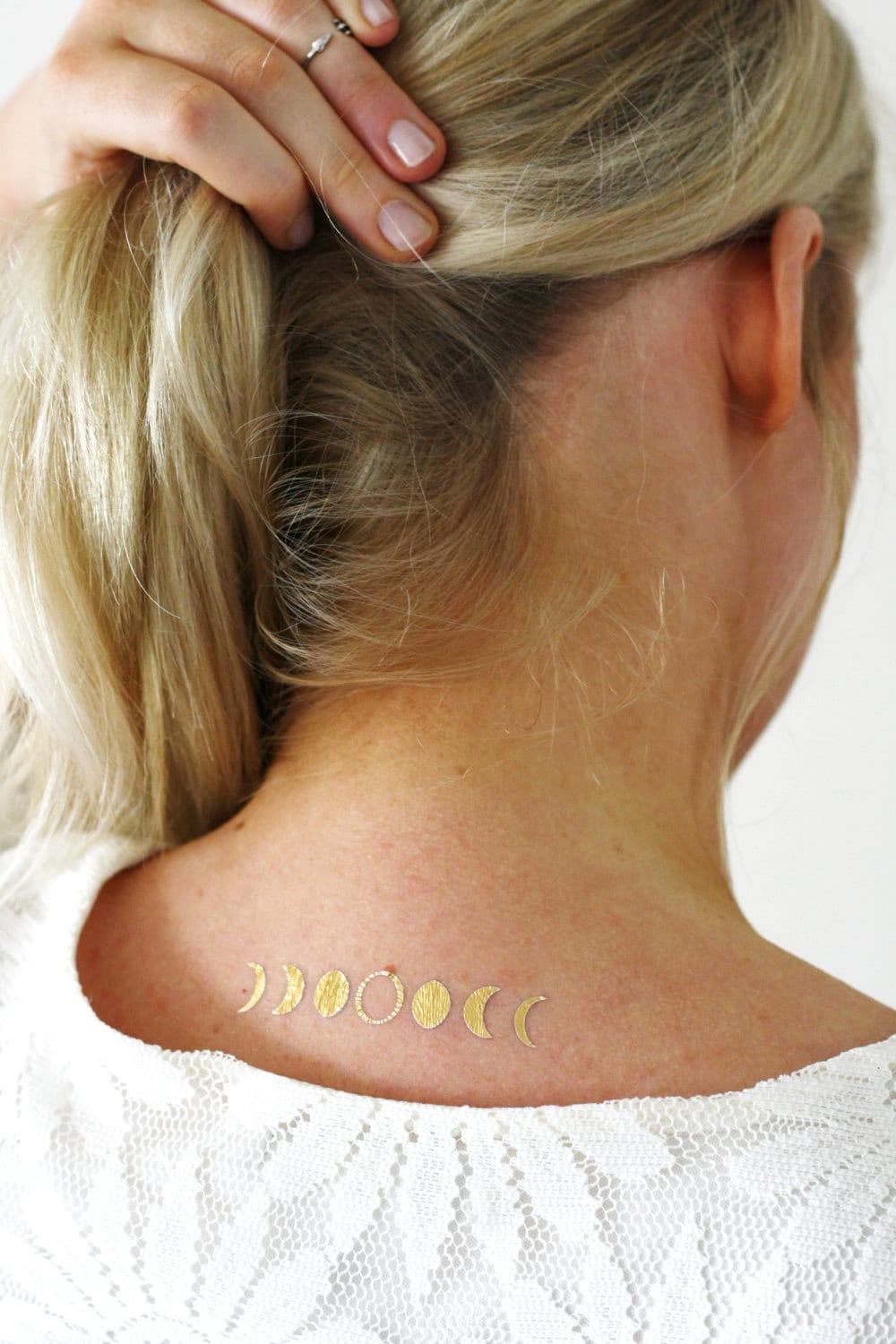 Gold and Silver / White Moon Phase Temporary Tattoo / Boho - Etsy