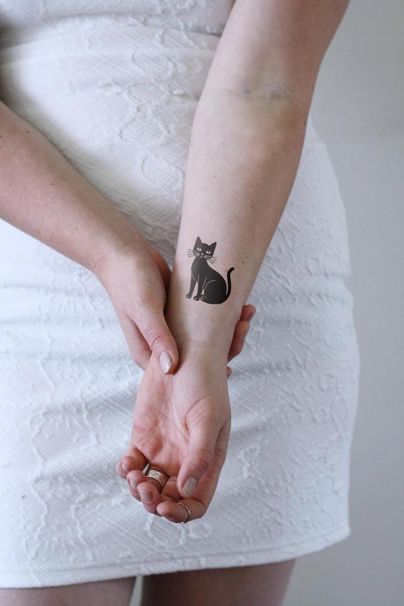 Black cat temporary tattoo
