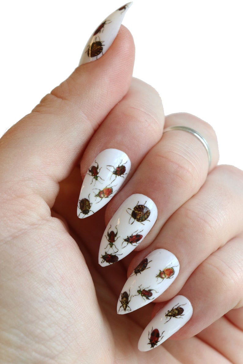 Beetle Waterslide Nail Decals DIY Nail Art Insect Nail Stickers Ladybug & Beetle Nails Gift image 3