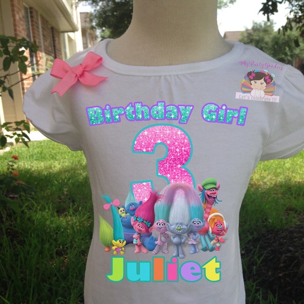 Birthday Shirt,Trolls birthday shirt,Poppy Troll Birthday Shirt,Trolls birthday theme