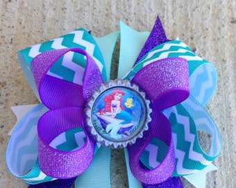 Ariel hair bow, the little mermaid hair bow, toddler ariel hair bow, handmade ariel bow.