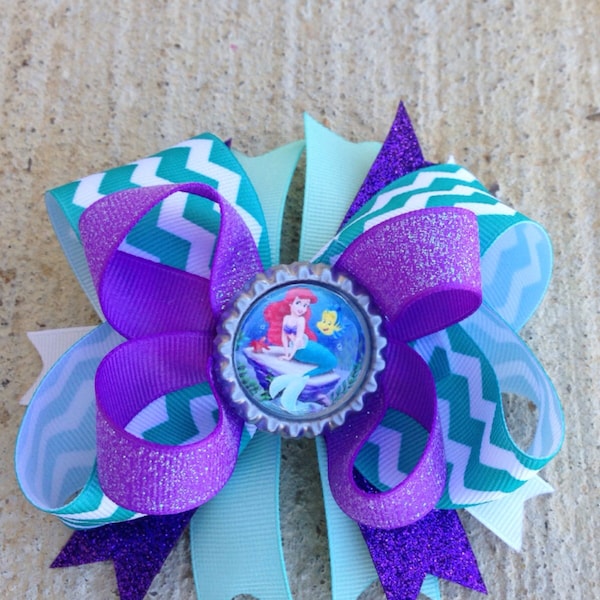 Ariel hair bow, the little mermaid hair bow, toddler ariel hair bow, handmade ariel bow.