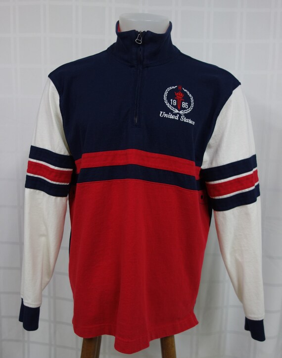 tommy hilfiger red white and blue sweater