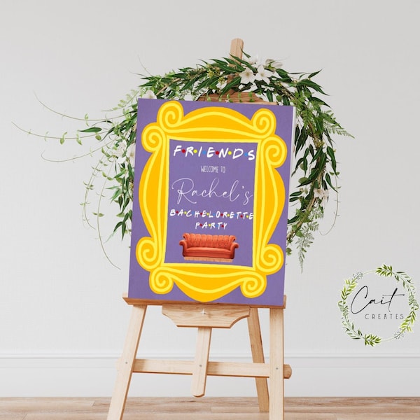 Friends Theme Bachelorette Party - Welcome Frame Sign - 18 x 24 - Vertical - Printable - Instant Download - Digital File - Templett DIY #10