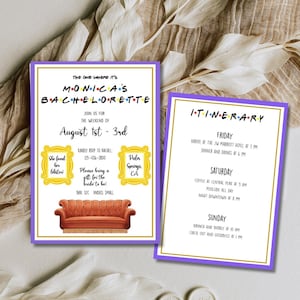 Invite Bachelorette Party Invite Digital Bachelorette Party Invitation Friends Theme Bachelorette Party Itinerary Template  #10