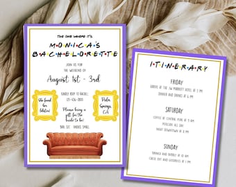 Invite Bachelorette Party Invite Digital Bachelorette Party Invitation Friends Theme Bachelorette Party Itinerary Template  #10