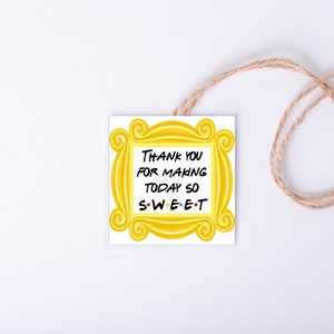 Friends Theme Favor Tag - Gelber Rahmen - Quadrat 3 x 3 - Printable - Sofort Download - Digitale Datei - Templett DIY #10