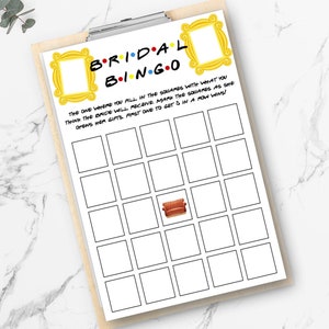 Vrienden thema bruids douche spel - bruids bingo - verticaal - afdrukbaar - Instant Download - digitaal bestand - Templett DIY #10