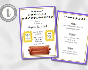 Bachelorette Party Invite Bachelorette Party Friends Theme Bachelorette Itinerary Template Friends Theme Bachelorette #10