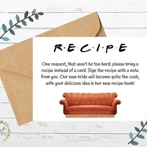 Friends Theme Bridal Shower Recipe Card - Invitation Add On - Printable - Instant Download - Digital File - Templett DIY #10