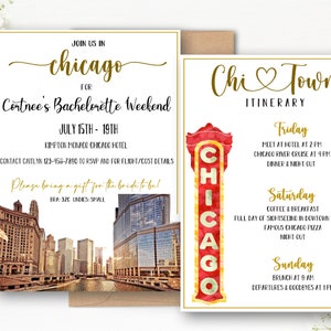 Chicago Bachelorette Party Invitation - Itinerary - Double Sided - Printable - Instant Download - Digital File - Templett DIY #23