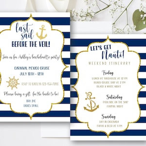 Nautical Bachelorette Party Invitation - Double Sided - Printable - Instant Download - Digital File - Templett DIY #33