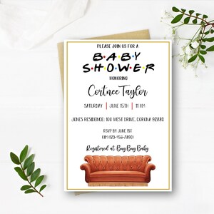 Friends Theme Baby Shower Einladung vertikal - druckbar - sofortiger Download - digitale Datei - Templett DIY #10