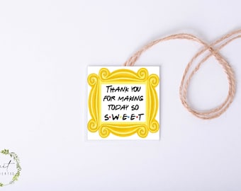 Friends Theme Favor Tag - Yellow Frame - Square 3 x 3 - Printable - Instant Download - Digital File - Templett DIY #10